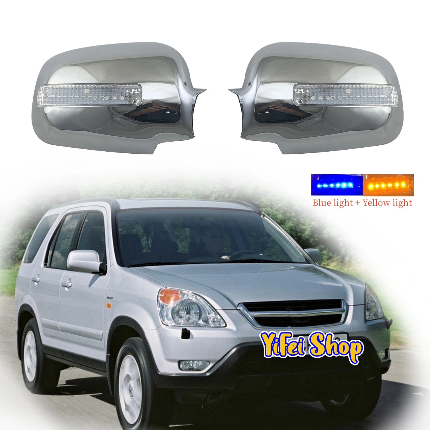 2pcs Car ABS Chrome Rearview Accessories Plated Trim 2002 2003 2004 2005 2006 For Honda CRV CR-V CR V Door Mirror Cover With LED