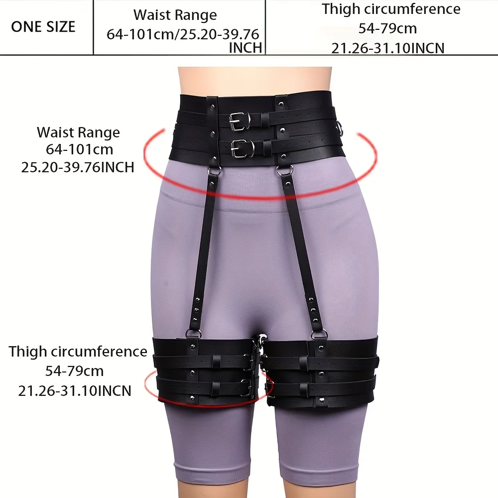 Arneses de pierna de cuero de PU para mujer, cuero de arnés de pierna casual, cuero de arnés de pierna Festival Club Wear