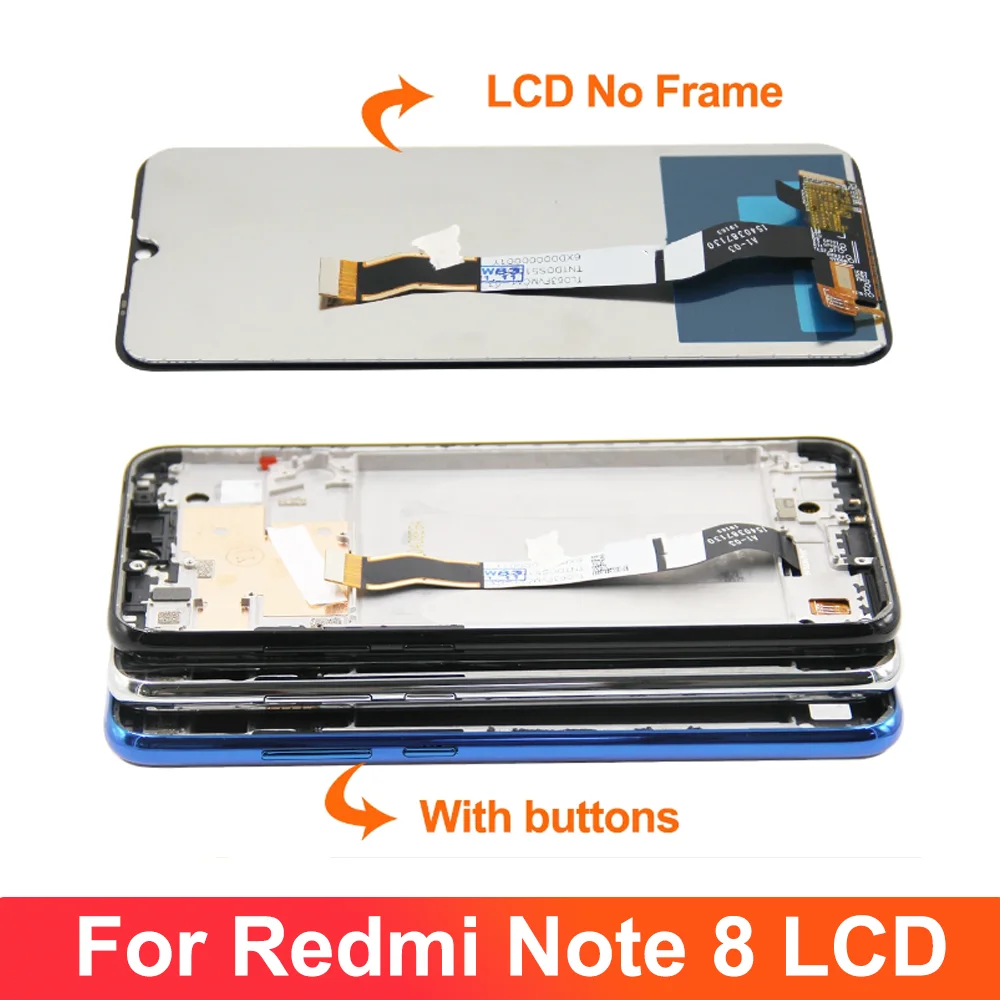 For Xiaomi Redmi Note 8 LCD Display Touch Screen, For Redmi Note8 M1908C3JH, LCD Display Replace, with Frame