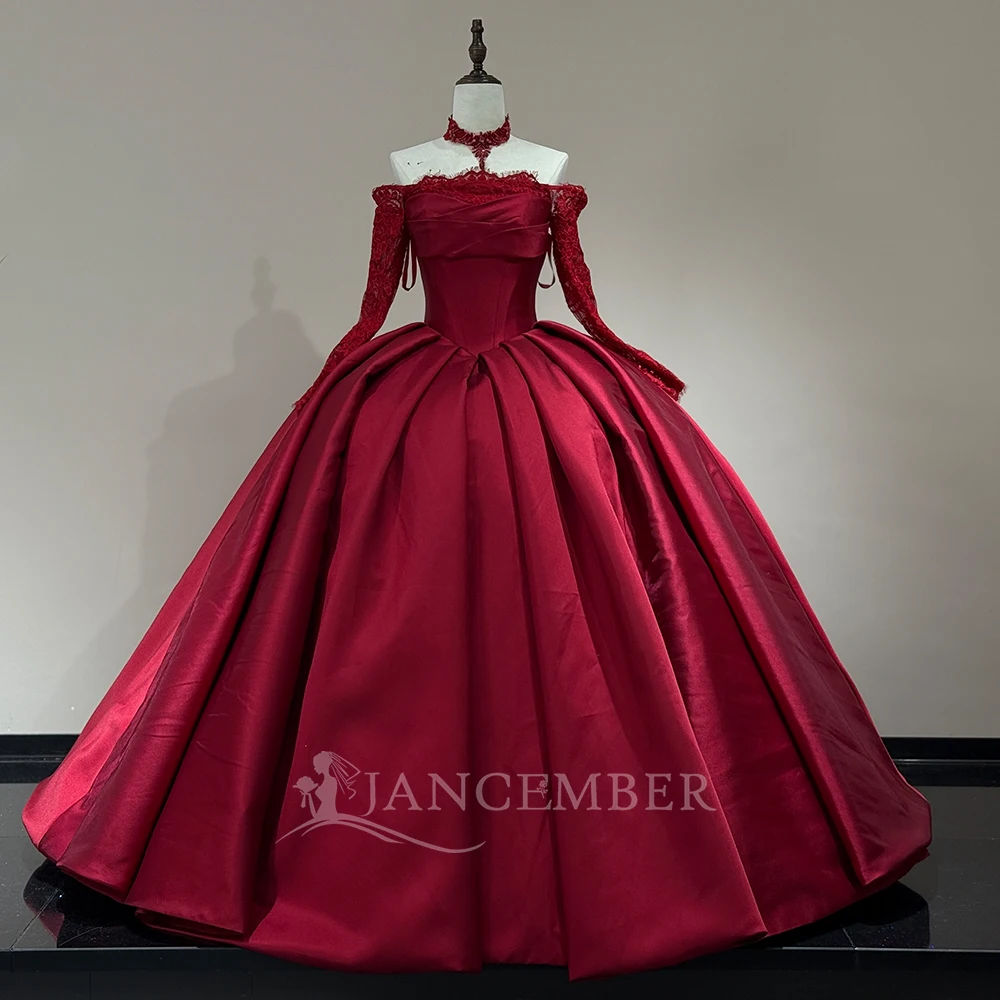 Satin Ball Dress Removable Sleeves  Corset Wedding Dress Cathedral Train Bride Dress Customization vestidos de novia boda