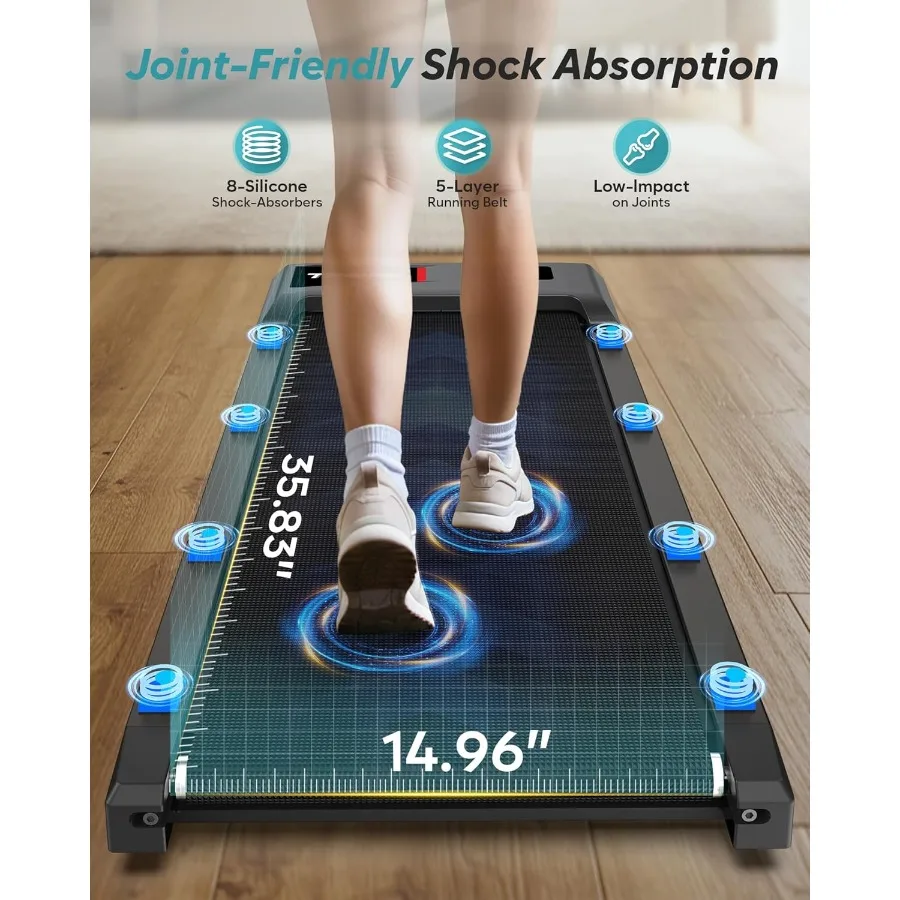 جهاز مشي أوتوماتيكي قابل للطي مع 10 مائل للاستخدام في المكتب المنزلي، قدرة شديدة التحمل بسعة 400 رطل، تصميم مكتبي هادئ لتوفير المساحة #6