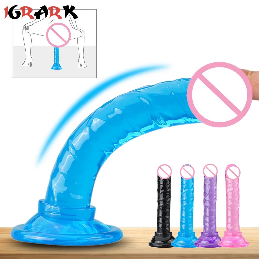 Transparent Jelly Soft Silicone Dildo 14cm Long Dick Anal Plug Male Female Masturbation Sex Toy Adult Game G-Spot Vagina Massage