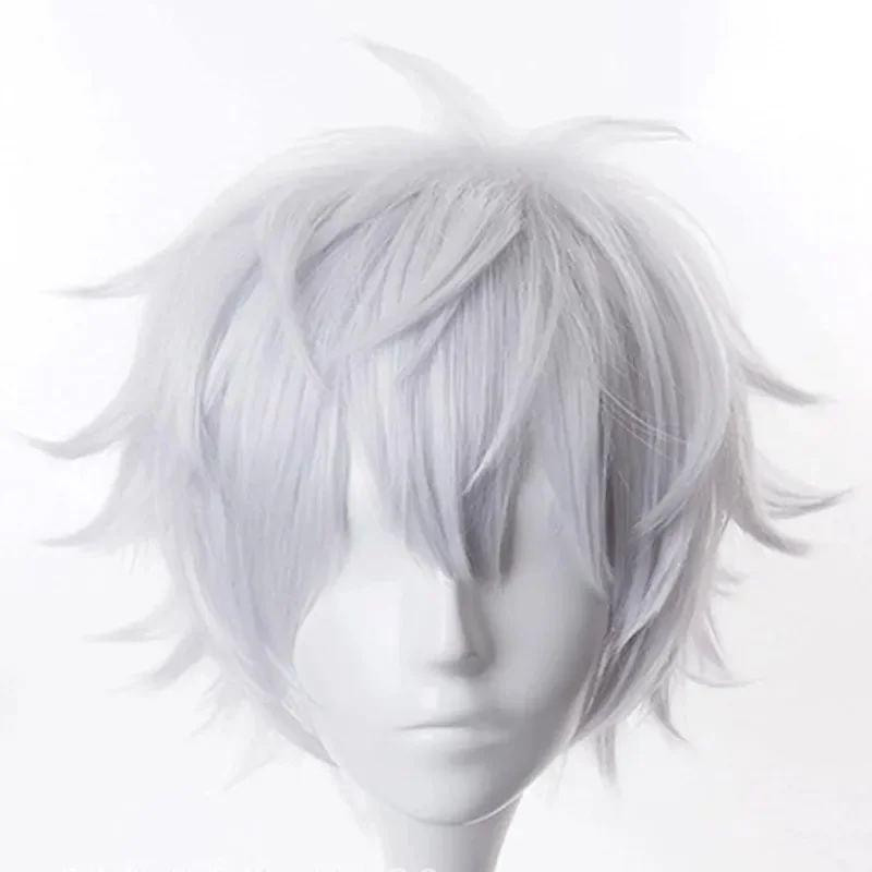Gojo Satoru Cos Wig Man Daily Fashion Wear White Short Hair Anime Jujutsu Kaisen Character Modeling Full Head Cover