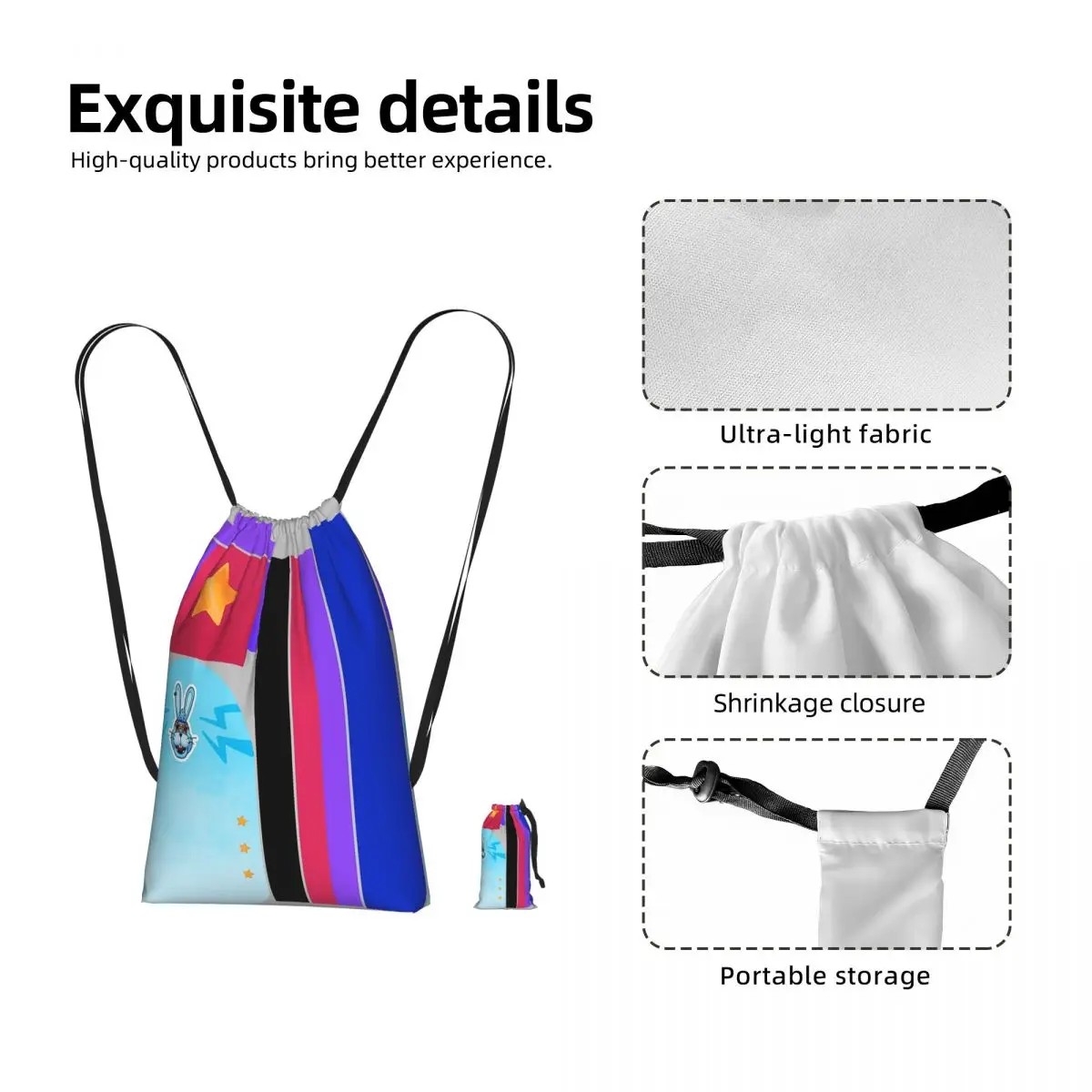 Glamrock Bonnie Fazbear Entertainment Drawstring Backpack Sports Gym Bag Lightweight Storage Drawstring Bag for Men Women
