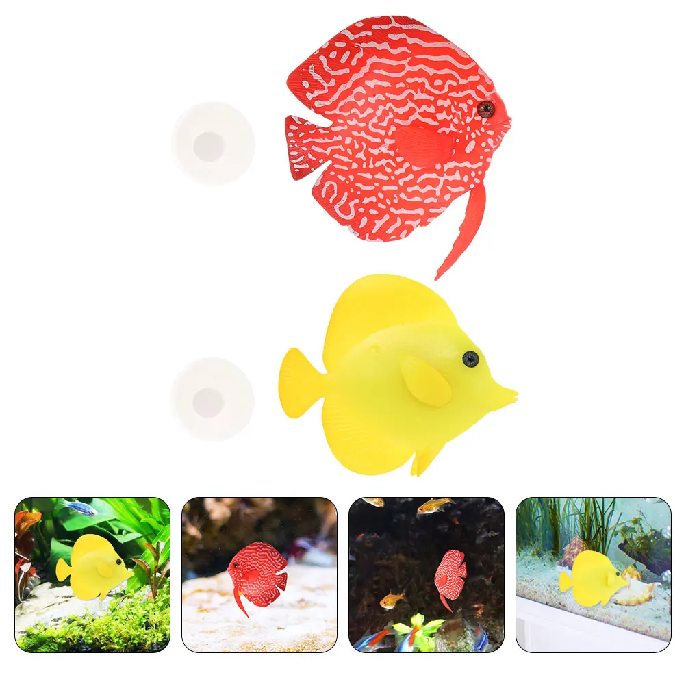 

2 Pcs Simulation Fish Artificial Aquarium Ornament Luminous Silicone Decor Goldfish Bowls Non-Polluting Water Quality Visual