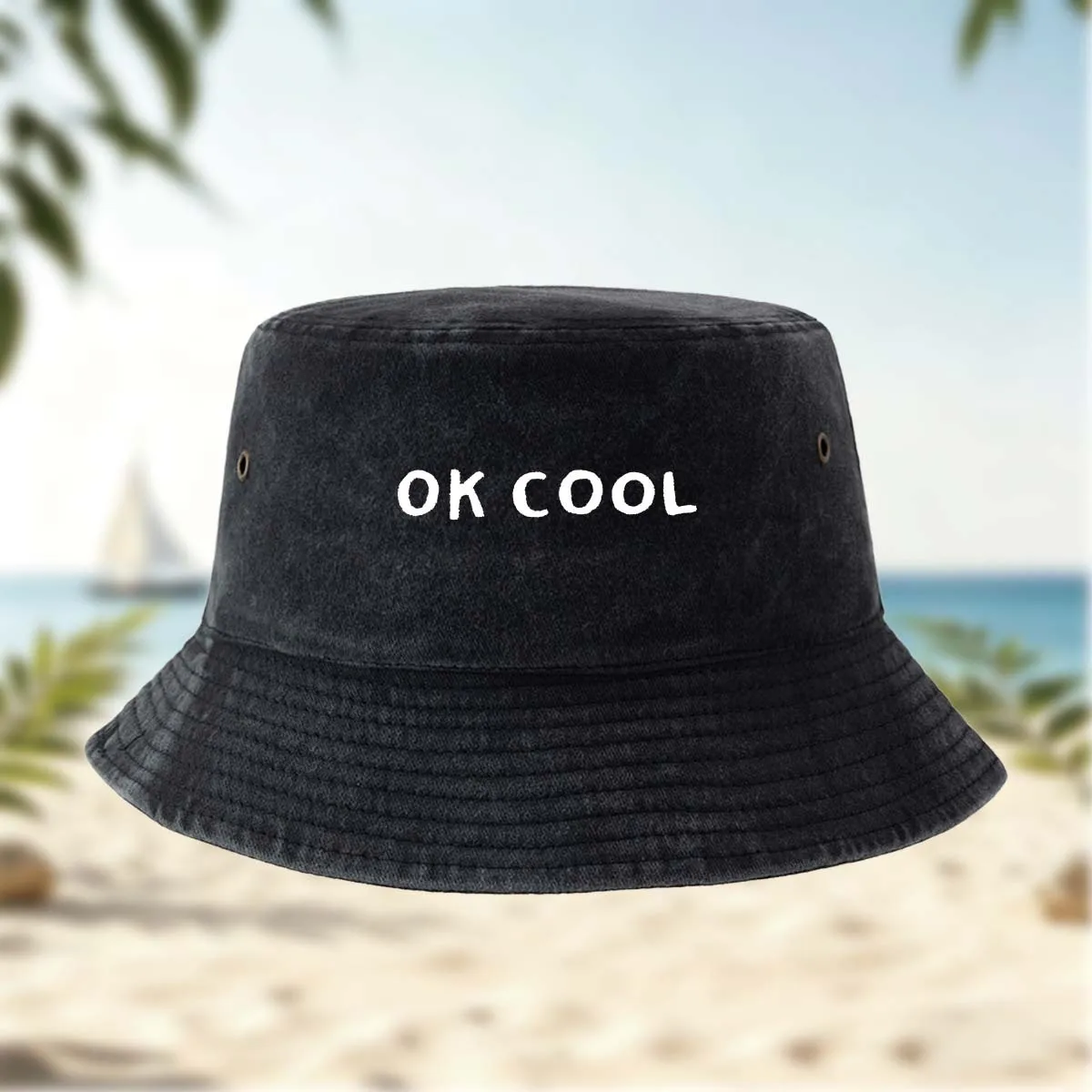 A High-quality Printed OK COOL Letter Pattern Bucket Hat, Fishing Hat, All-season Hip-hop Hat, Casual Hat, Unisex Trucker Fisher