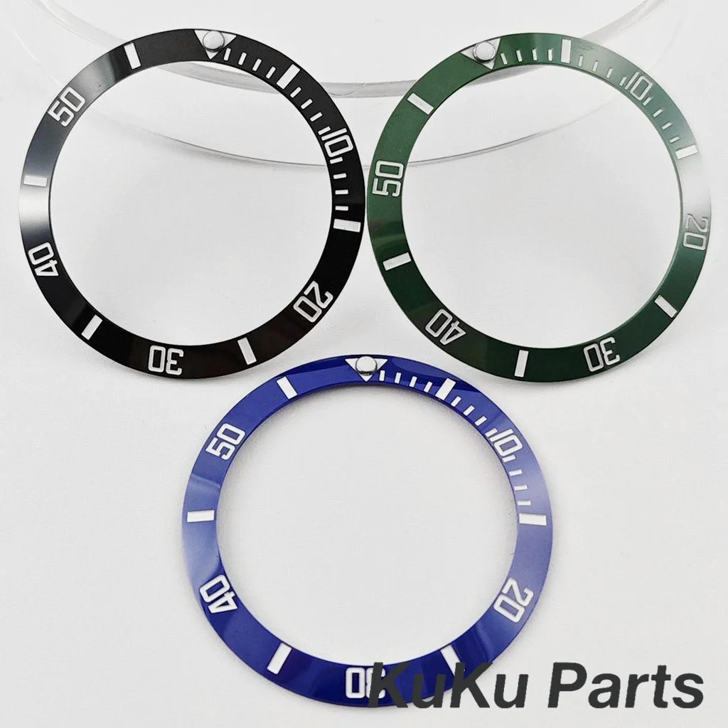 NH35 38mm Sloping Blue BGW9 Lume C3 Lume Luminous Black Blue Green Ceramics Bezel Diving Watch Insert Fit Sub Watch Case Ring