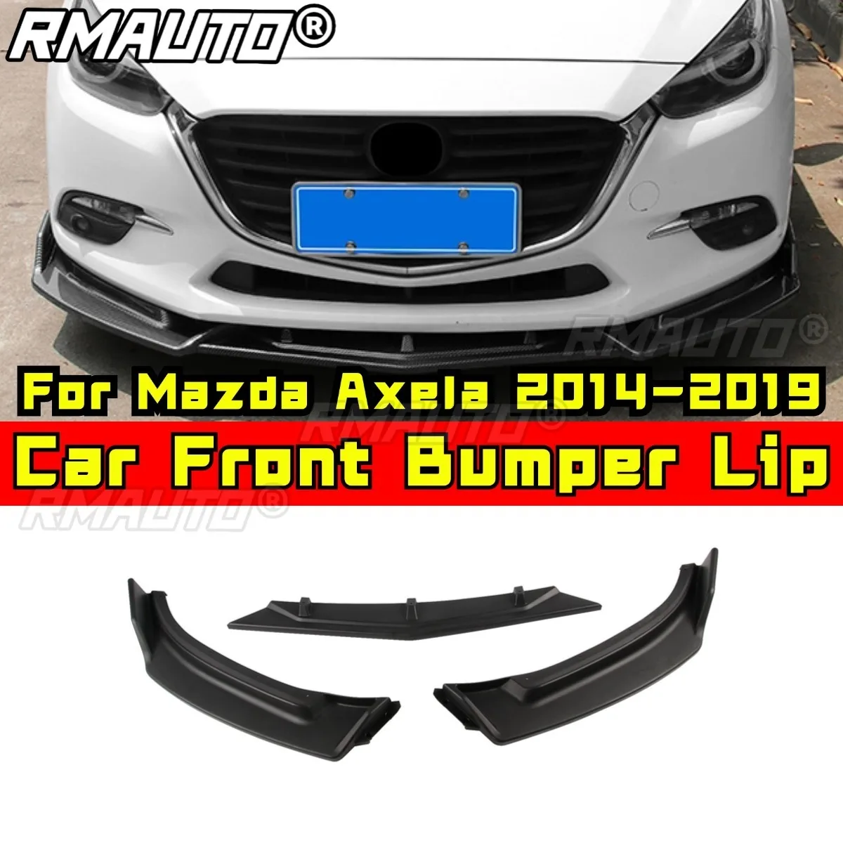 

Car Front Bumper Lip Splitter Diffuser Spoiler Bumper Guard Body Kit For Mazda Axela 2014-2019 Car Accessories