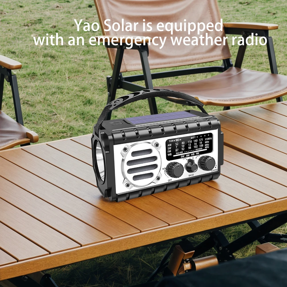 كرنك اليد راديو الطوارئ 20000mAh SW/AM/FM بقاء راديو المحمولة الطقس راديو الشمسية للتخييم في الهواء الطلق والطوارئ