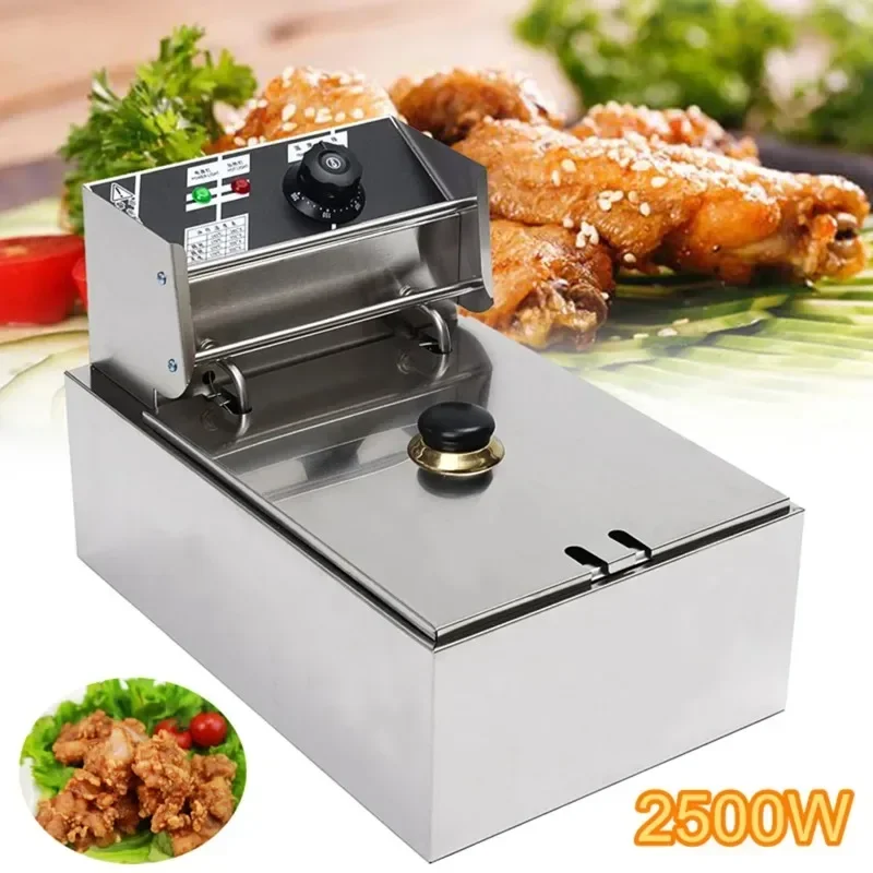 Heavy Duty Stainless Steel Electric Deep Fryer Commercial Home Kitchen Frying Chip Cooker Basket for Buffalo Wings 6L 12L