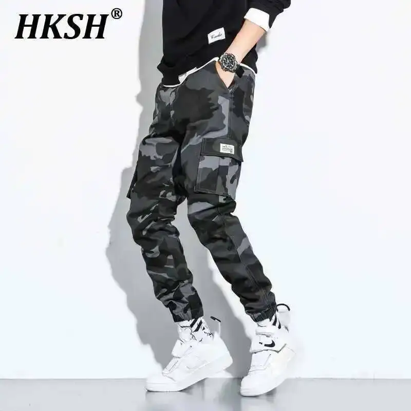 

HKSH Мужские темные брюки-карго Ins Tide, весна-осень-лето, новые хлопковые леггинсы с несколькими карманами, повседневные тактические комбинезоны Tide HK206