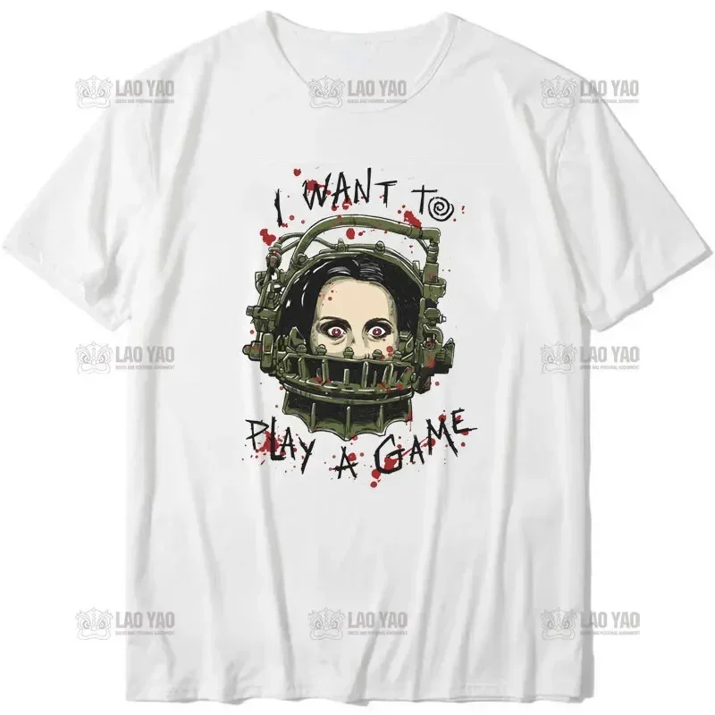 Vintage T Shirt SAW Head Torture Horror Movie Printed Shirt T-shirt Novelty Women Short Sleeve Top Tees