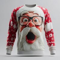 2025 Christmas Fall Winter Santa Claus Graphics Design Men's Casual Sweatshirts Crew Neck Pullover Long Sleeve Trendy Streetwear