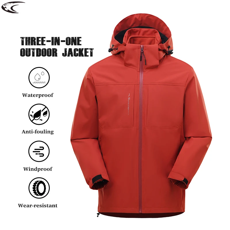 

LNGXO 3-in-1 Winter Jacket Unisex Waterproof Windproof Warm Windbreaker Interchangeable Fleece Jacket Hiking Climbing Camping