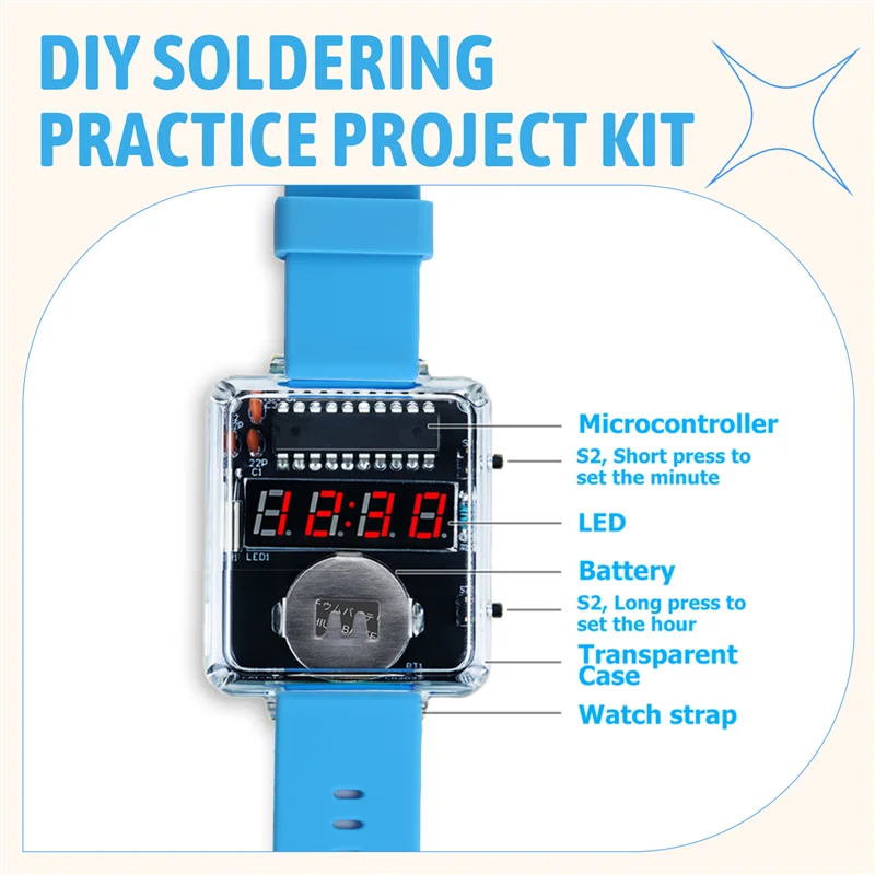 【ABUP】Per principianti elettronici Kit di pratica di saldatura Kit orologio fai-da-te Micro controller Display a LED a 4 cifre per studenti scolastici