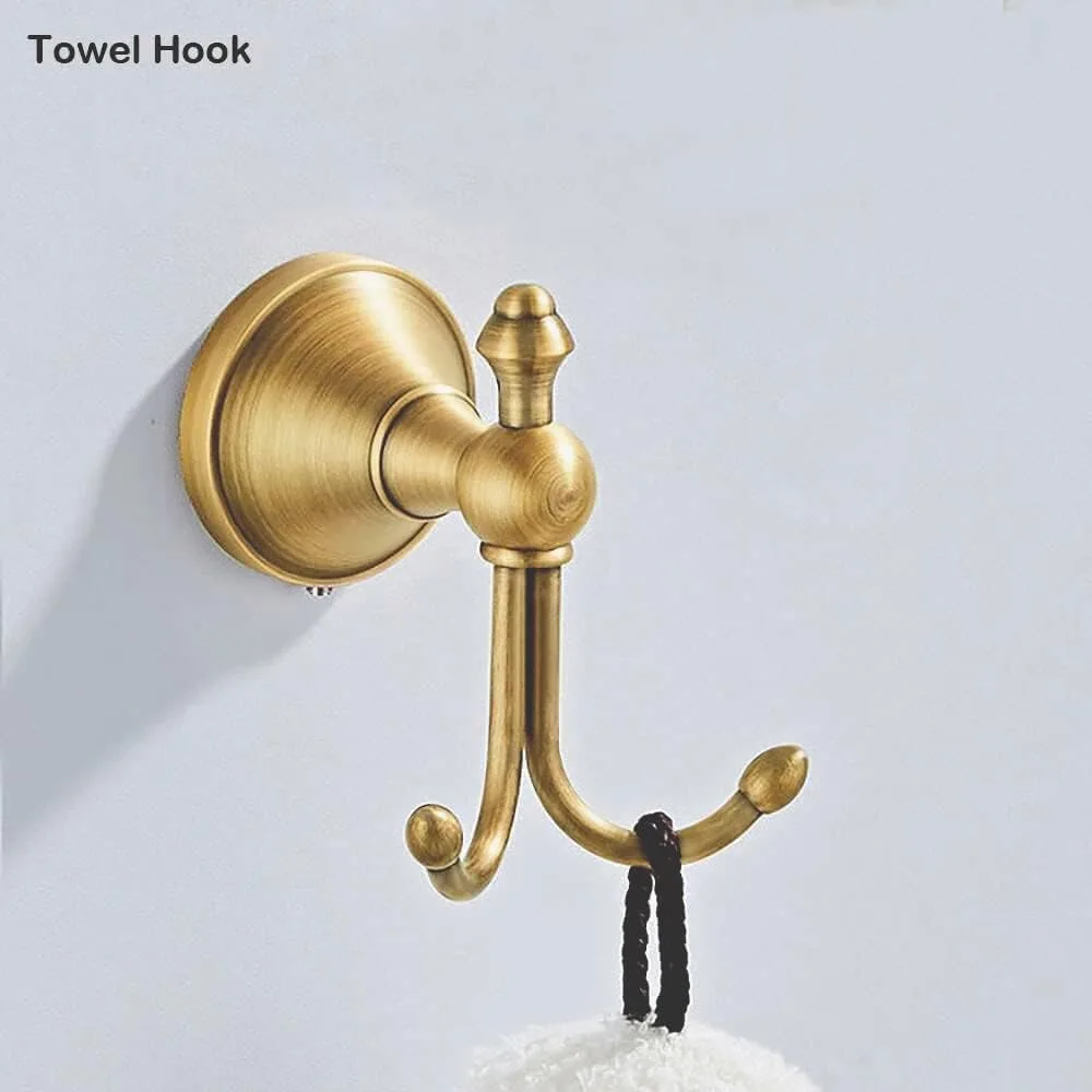 Antikes Vintage-Badezimmerzubehör-Set aus gebürstetem Messing, verstellbare Handtuchstangenbefestigungen, an der Wand montiertes Badezimmer-Hardware-Set