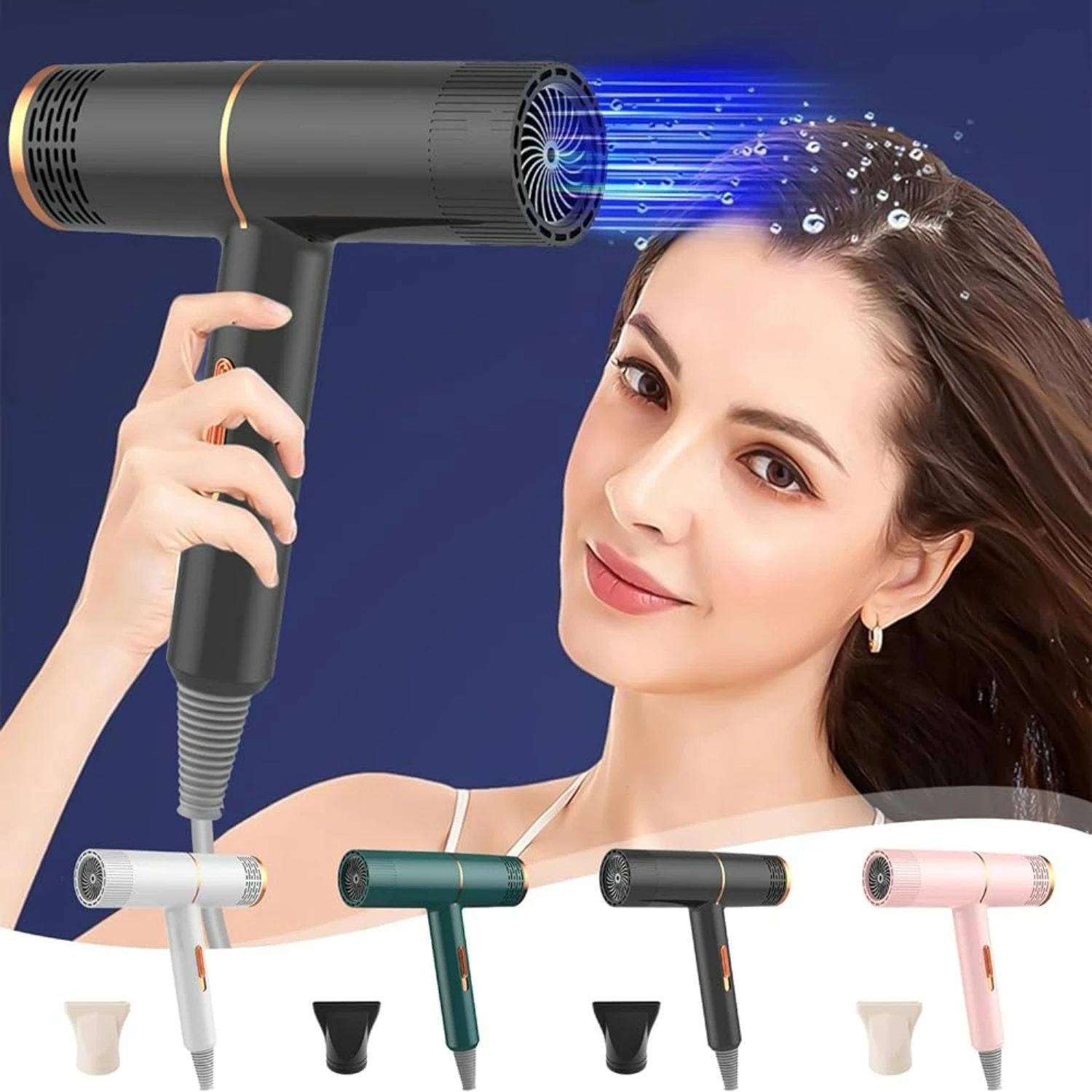 

Green Stylish and Powerful High-speed Ionic Hair Dryer with Professional Technology - Fast Drying, Low-noise, Suitable for All H