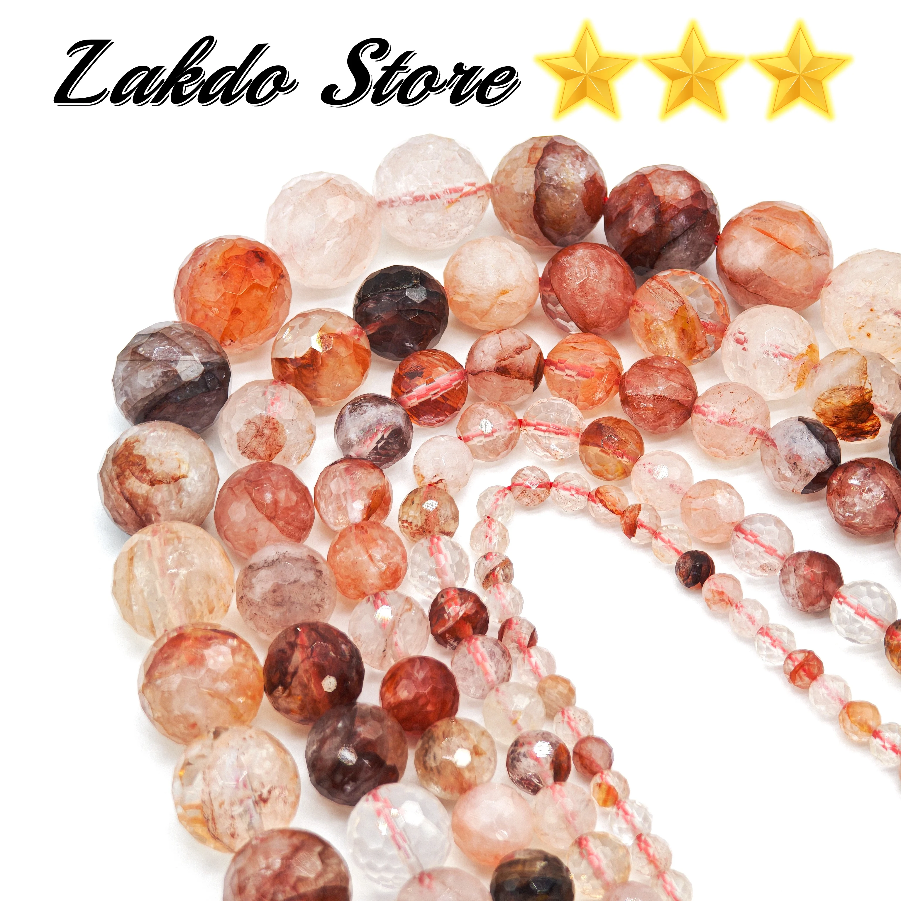 High - Quality Fire Quartz Beads for Jewelry DIY Sizes: 4/6/8/10/12/14mm, 15 Inches per Strand, Round with Chamfered Corners