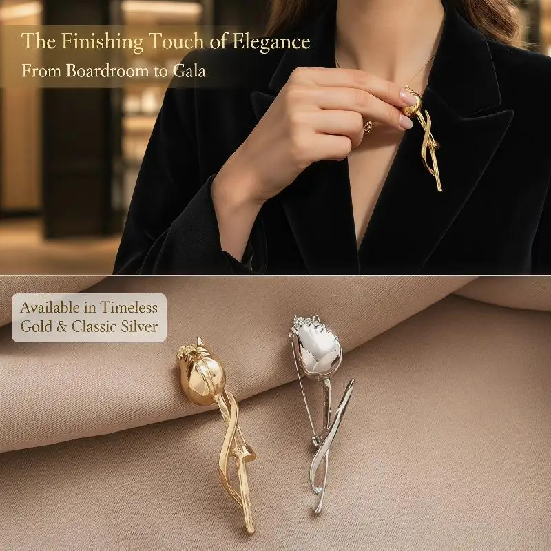 Fashion Tulip Flower Brooches For Women Men Party Suit Coat Brooch Lapel Pin Gifts Clothing Jewelry