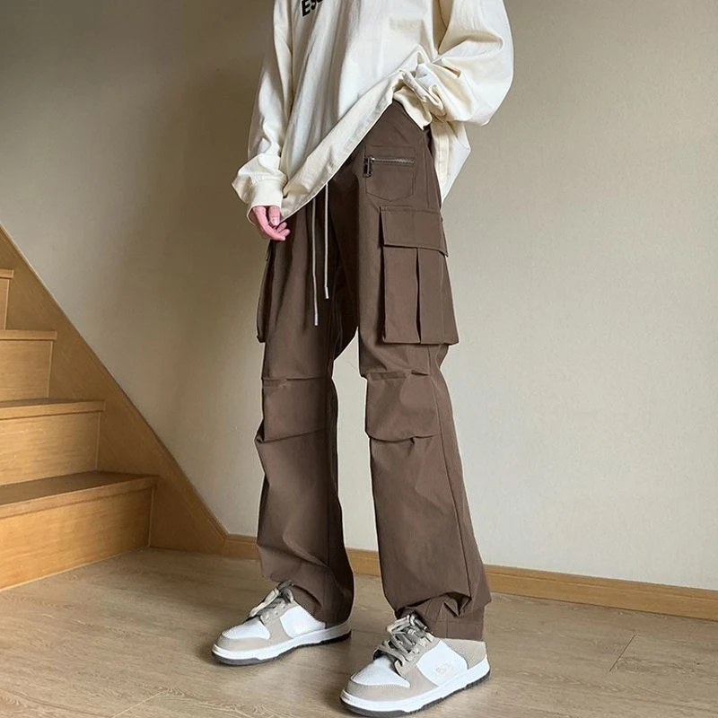 

Spring Summer Multi Pocket Straight Cargo Pants for Men Designer Techwear Korean Style Luxury New in Casual Baggy Trousers Man