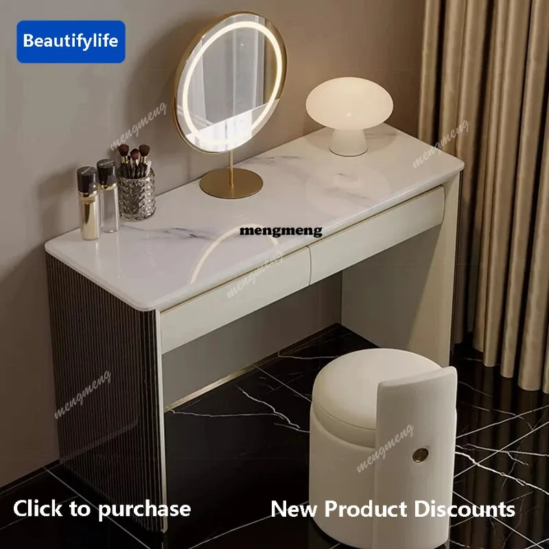 

F85 Modern Storage Vanity Table Makeup Bedroom White Mirror Dressing Table Living Room Luxury Wood Vestidores Lounge Suite Furni