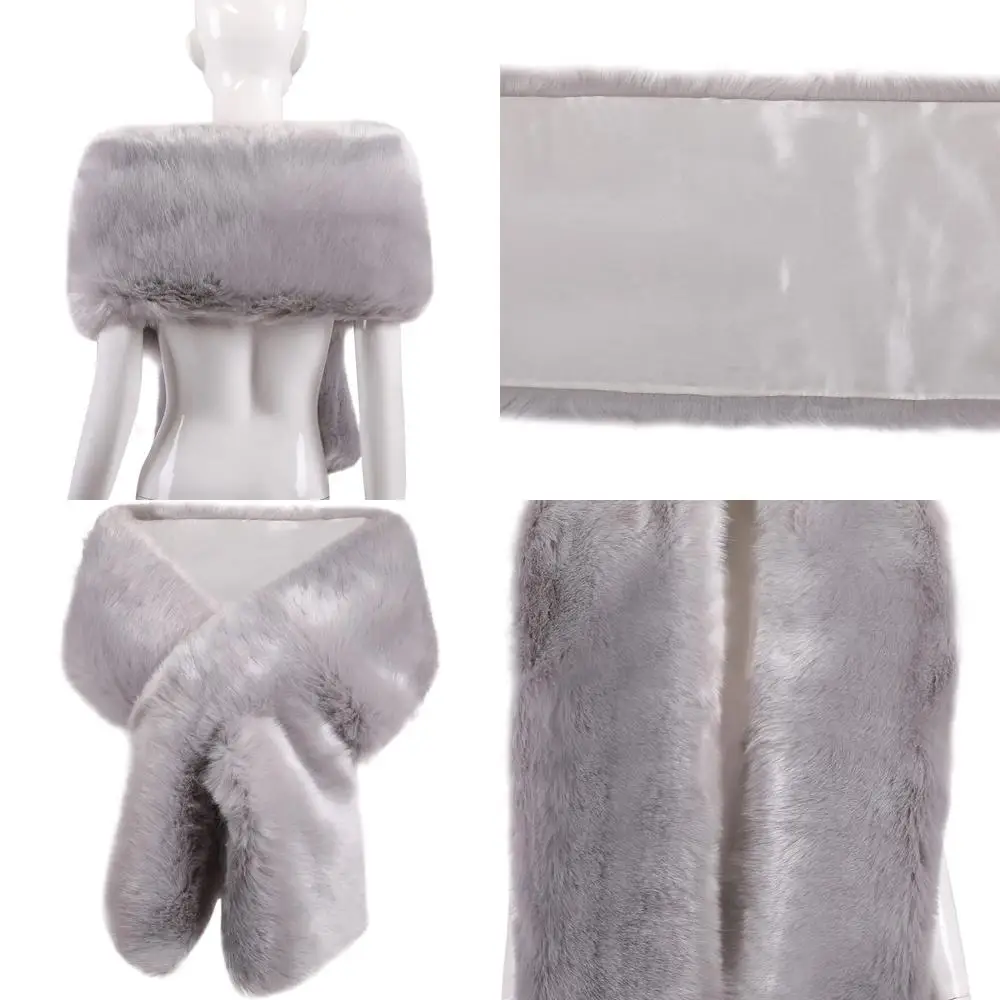 

Luxury Faux Fur Shawl for Women - Long Bridal Stole, Winter Soft Bolero Scarf Cover Up