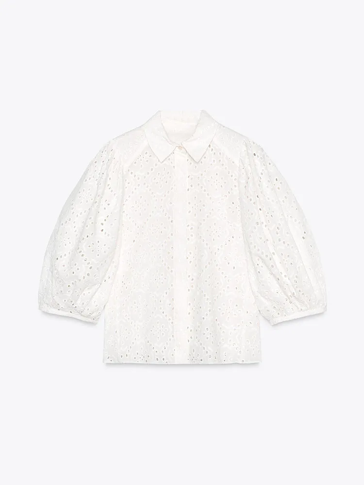 قميص نسائي مطرز بتصميم جذاب وأنيق، ملابس صيفية جديدة، قميص بولو بأكمام قصيرة مريح وعصري.