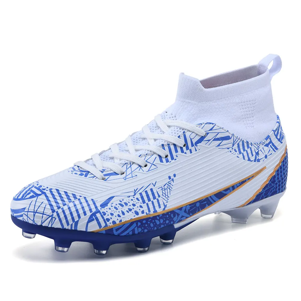 

Men Soccer Boots Boys Football Shoes Anti Slip Grass Foot Ball Cleats AG/FG Chuteira Futebol Fashion High Top Youth Soccer Studs