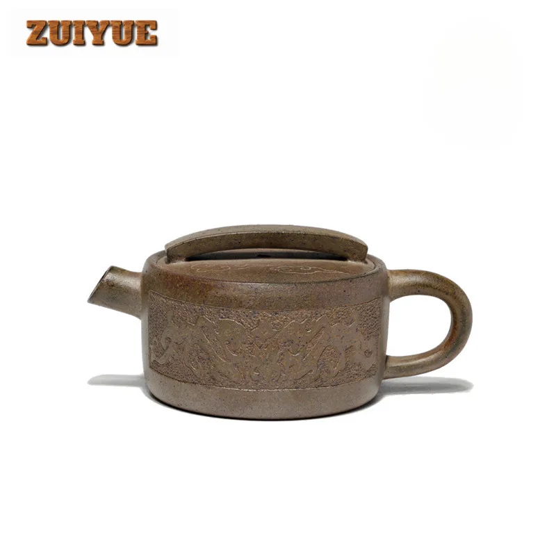 

180ml Yixing Purple Clay Teapots Handmade Large Caliber Pot Raw Ore Section Mud Kettle With Strainer Zisha Tea Set For Tea Gift