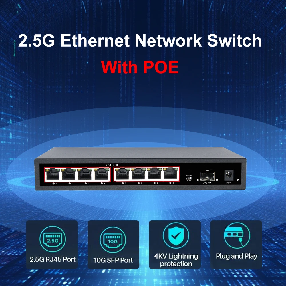 Imagem -02 - Kuwfi-switch de Rede Ethernet Vlan para Câmera ip ap sem Fio Sistema de Câmera Cctv ou Portas 2.5g Sfp