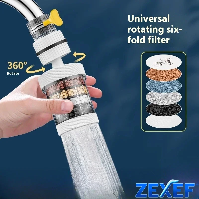 

Removable and Washable 6-layer Faucet Filter Universal Splash-proof Water-saving Device Kitchen Tap Water Filter Nozzle