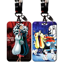 Disney Cruella De Vil Card Holder Lanyard for Keychain Retractable clip Girls ID Card Holders Neck Strap Men Door Badge Holder