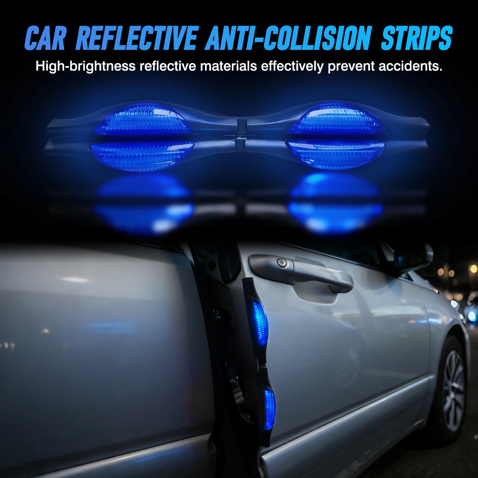 2Pcs Red Universal Car Van Door Guard Protectors Strip Reflectors Scratch Protect Car Door Anti-collision Strip