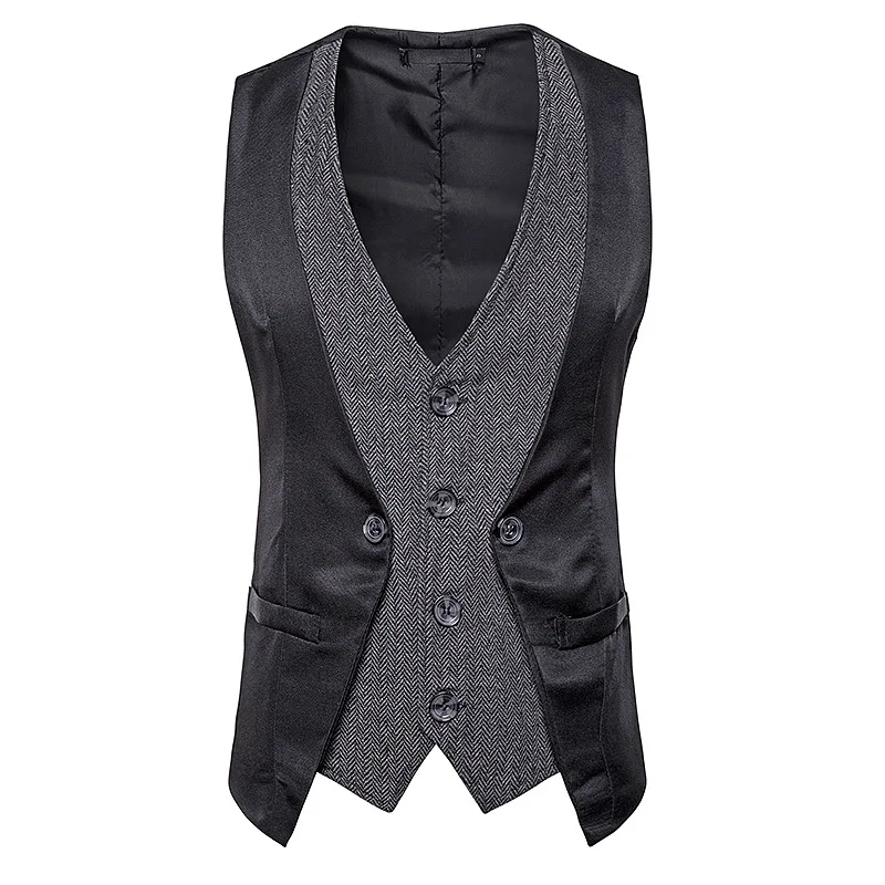 

Stylish Patchwork Wool Blend Suit Vest Men Brand New Slim Fit Sleeveless Waistcoat Men Business Casual Wedding Tuxedo Gilet XXL