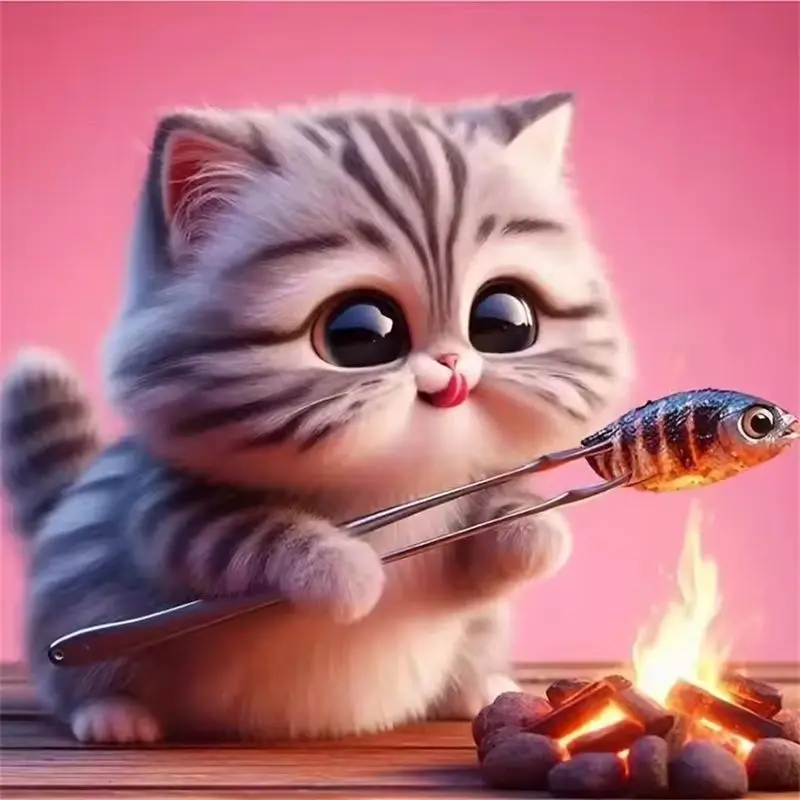 

CHENISTORY Full Diamond Embroidery Cute Cat Animals 5D Diamond Painting New Arrivals Handicraft Crafts Decoration Home