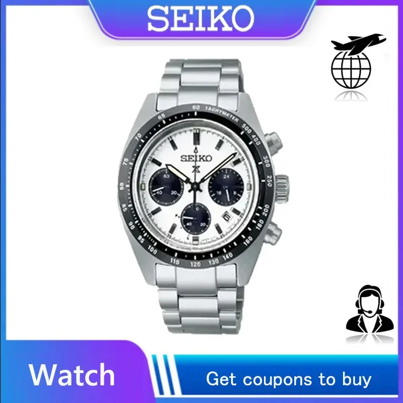 Original SEIKO Quartz Mechanical Watch Panda Di Three Eyed WatchPlate Chronograph Complete Calendar SSC813P1 Men Wristwatches