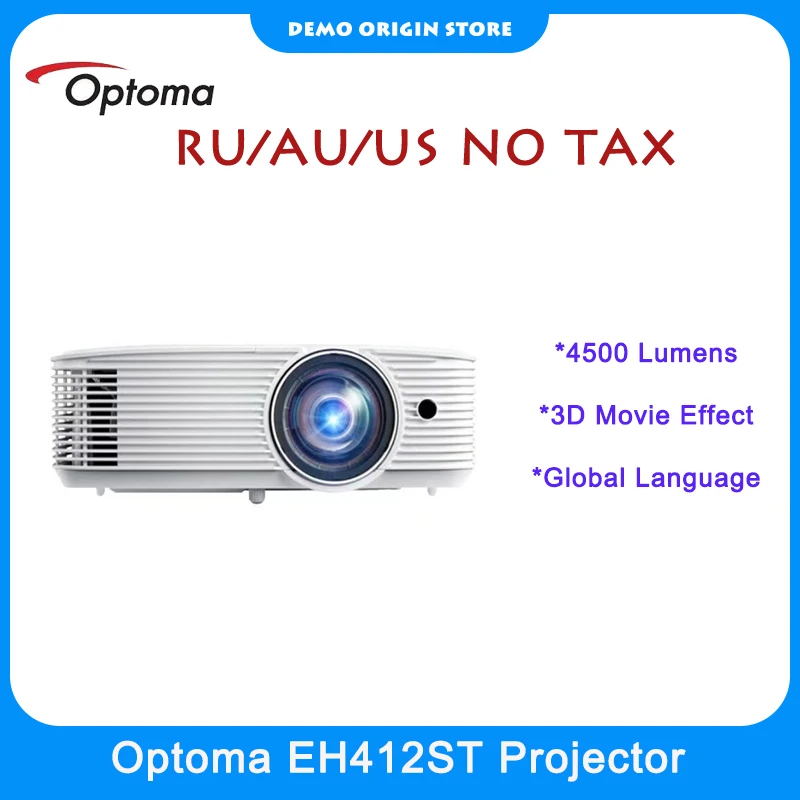 Optoma EH412ST 1080P FHD 롱 스로우 프로젝터 지지대, 4K 디코딩, 4000 루멘, 홈 시어터 교육 사무실 비머