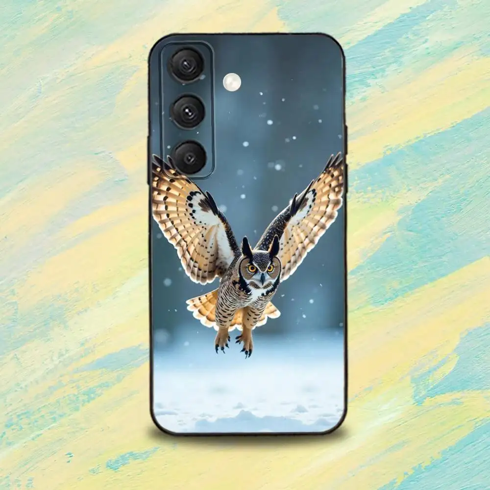 C-Cute O-Owl Custodia per telefono colorata BBird per Samsung S25, S24, S10, S22, S21, S20, S23, Ultra, Plus, Lite, FE, Cover morbida in silicone nero