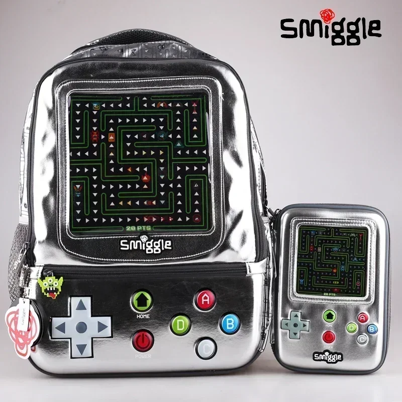 Genuine Australian Smiggle silver electronic game backpack, pencil case, student backpack, starting season children's gift