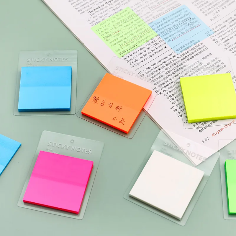 50 Sheets Transparent Sticky Notes Memo Pad Waterproof PET Stickers Daily To Do List Note Paper for Student Office Stationery