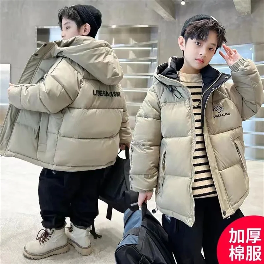 5 6 8 10 12 Years Teenagers Boys Jacket Autumn Winter Thicken Warm Kids Jacket Fashion Zipper Hooded Boys Coat New Kids Clothes