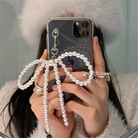 Ins Korean Simple Pearl Bow Pendant Soft Transparent Case For iPhone 16 15 14 Pro Max 13 12 11 XR 7 8 SE Shockproof Cover Funda