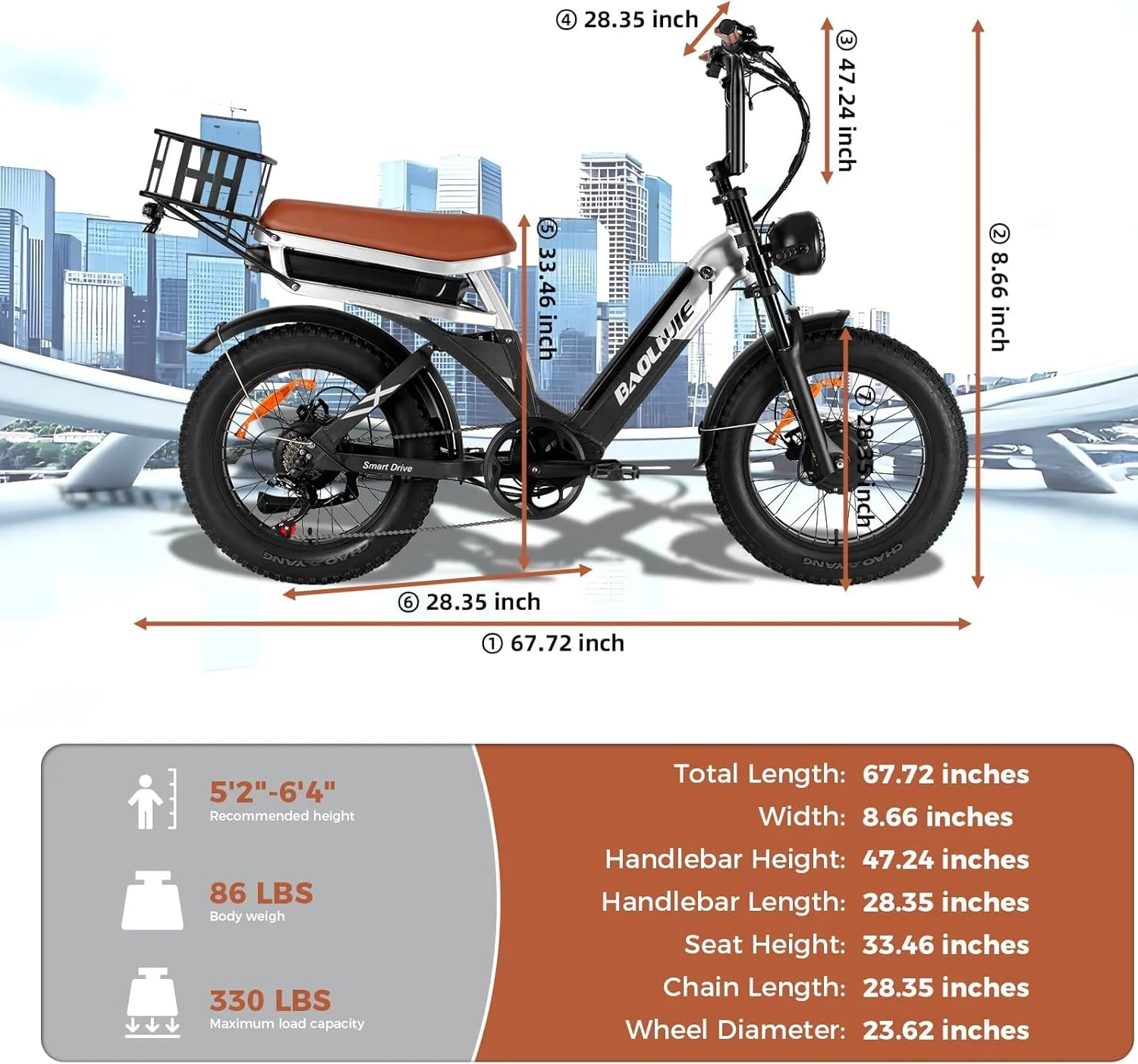 【1 Year Warranty】BAOLUJIE 2033 Adults Electric Bike 2000W Ebike Dual Motor Bicycle 48V30AH E Bike Mountain Moped Ebikes off-road