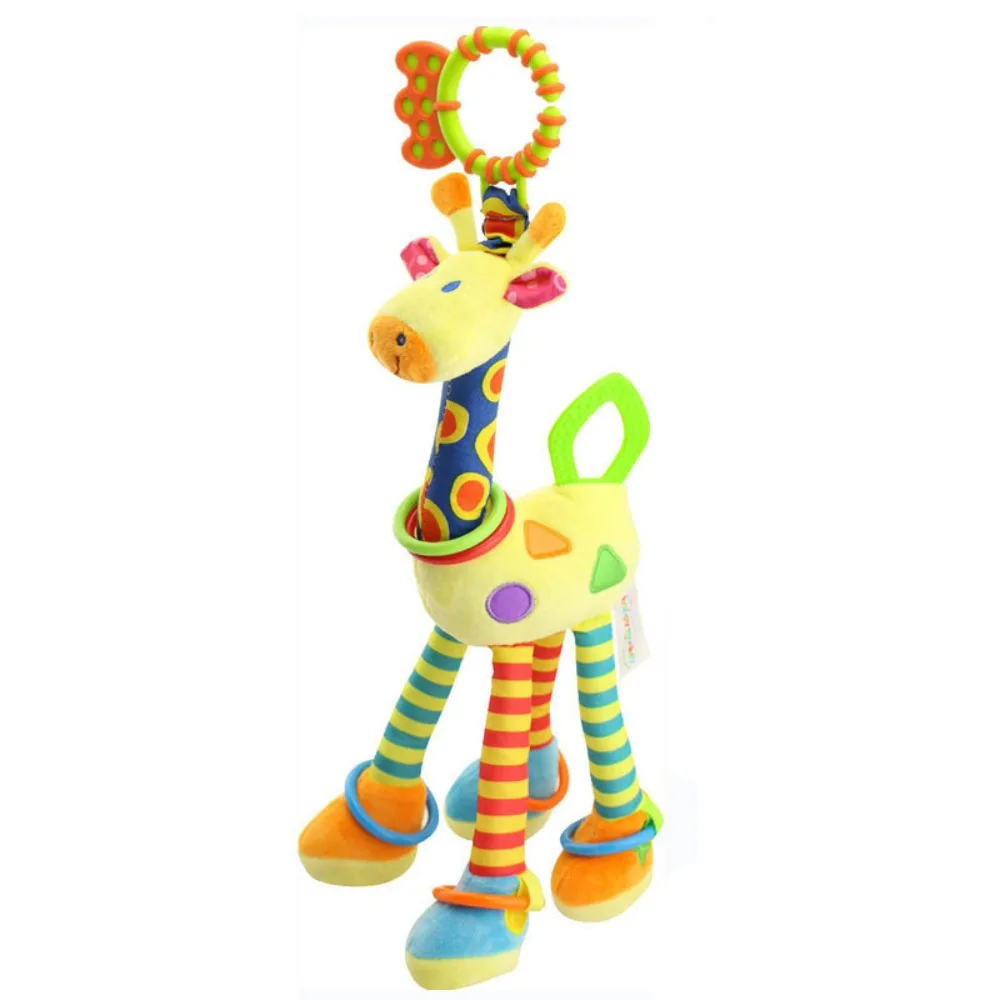 PP coton girafe animaux clochettes peluches poupée éducation précoce nouveau-né girafe hochets jouets en peluche sensoriel doux