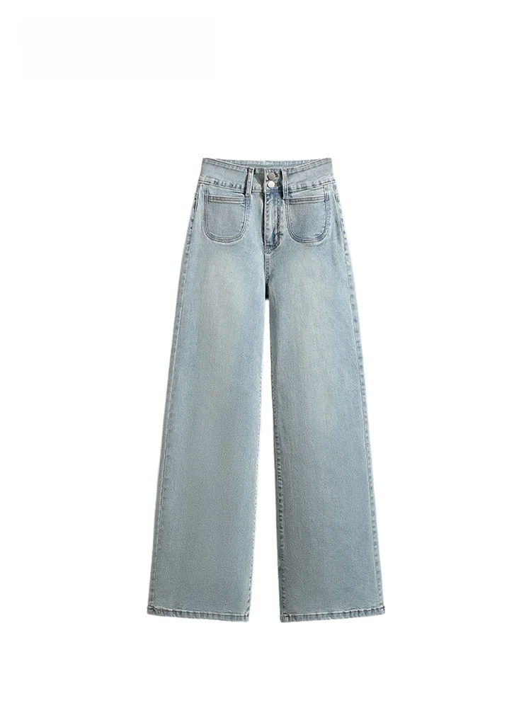 

High Waist Straight Leg Jeans plus Size Women's Loose Fit Casual Sle Spring Faion plus Size Sister Slimming Pants