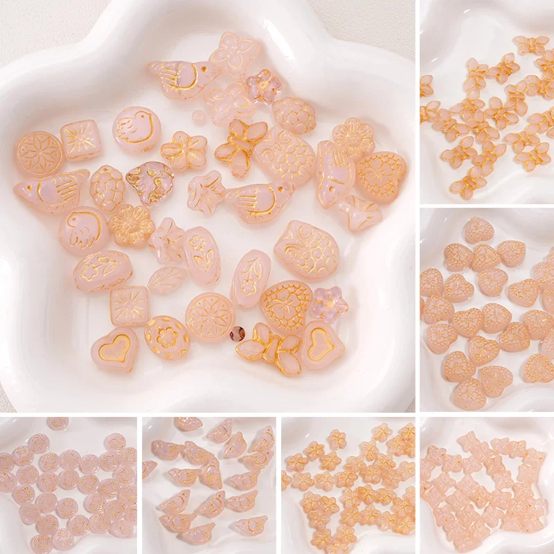 

1-20Pcs Pink Series Lampwork Czech Beads Mixed Style Loose Spacer Beads For DIY Bracelets Phone Chain Jewelry Making Accessories