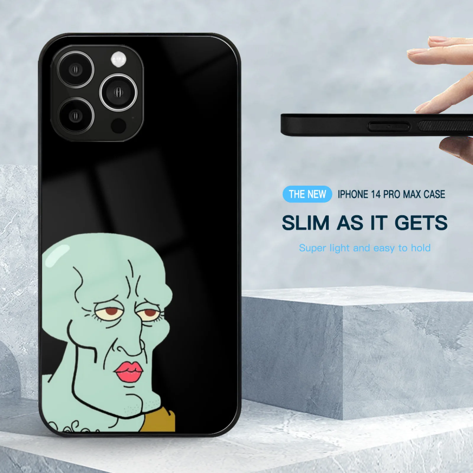 Handsome Squidward Tempered Glass Shell For Iphone 13 14 12 11 15 Pro Max Mini 8 7 X Xr Xs Plus Phone Case Phone Cases Case