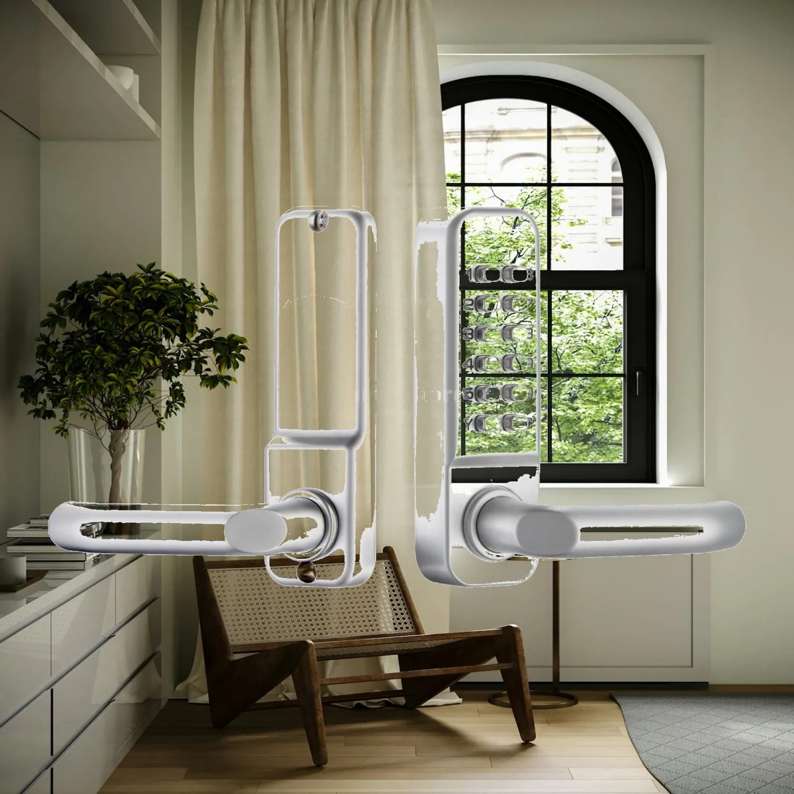 Anti-theft Mechanical Code Lock Stainless Steel Keypad Door Handle Lock Waterproof for Entrance and Exterior Use