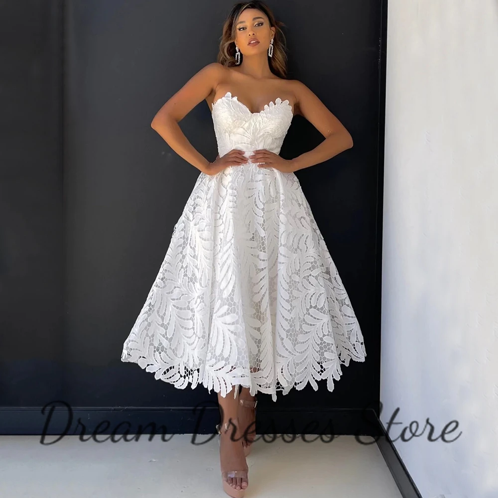 Elegante sem alças vestidos de baile padrão folha querida chá-comprimento sexy sem costas a linha banquete festa vestido de noite personalizado