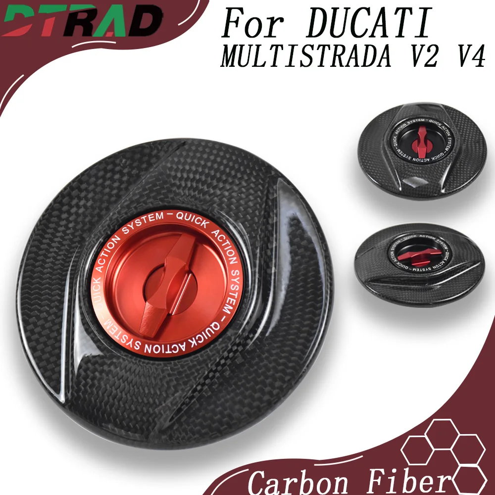 For DUCATI MULTISTRADA 950 1200 1260 V2 V4 PIKES PEAK 2010-2026 Carbon Fiber Quick Release Fuel Tank Cap Keyless Oil Gas Cover
